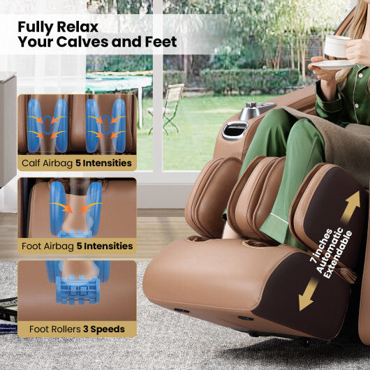 Enjoyment 30-2024 SL Track 4D Full Body Massage Chair Zero Gravity Electric Shiatsu Massage Recliner with Airbags-Brown LuxuryLifeWay Online Store
