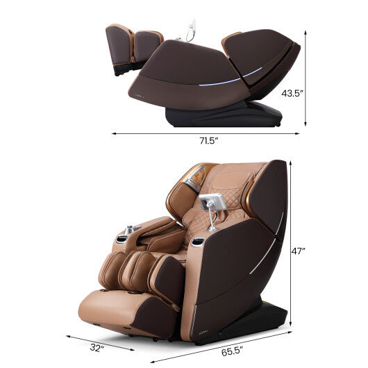 Enjoyment 30-2024 SL Track 4D Full Body Massage Chair Zero Gravity Electric Shiatsu Massage Recliner with Airbags-Brown LuxuryLifeWay Online Store