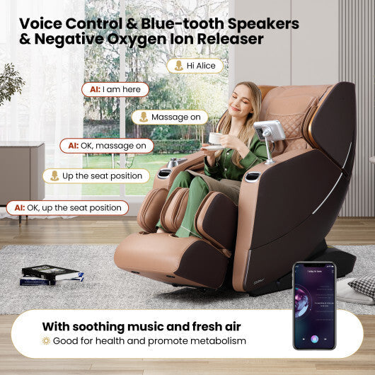 Enjoyment 30-2024 SL Track 4D Full Body Massage Chair Zero Gravity Electric Shiatsu Massage Recliner with Airbags-Brown LuxuryLifeWay Online Store