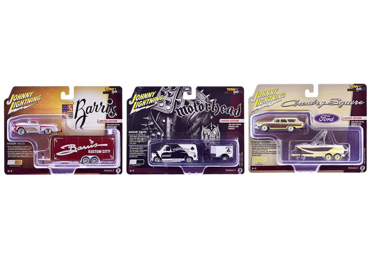 "Tow & Go" 2026 Release 2 Set of 3 pieces 1/64 Diecast Model Cars by Johnny Lightning LuxuryLifeWay Online Store