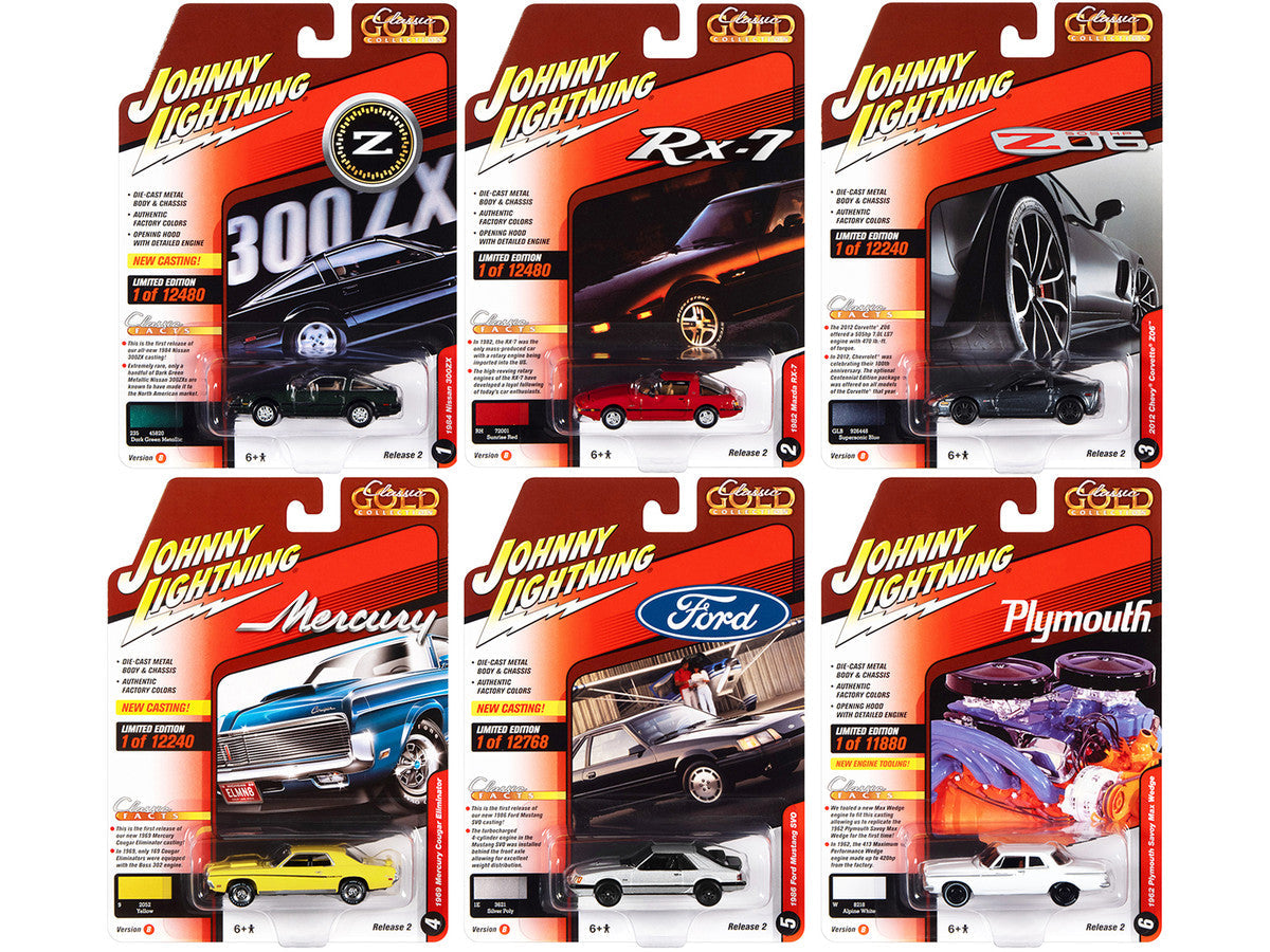 "Classic Gold Collection" 2022 Set B of 6 Cars Release 2 1/64 Diecast Model Cars by Johnny Lightning LuxuryLifeWay Online Store