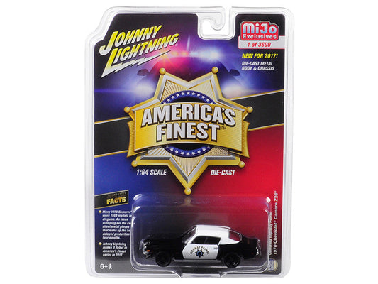1970 Chevrolet Camaro Z28 California Highway Patrol (CHP) Black and White "America's Finest" Limited Edition to 3600 pieces Worldwide 1/64 Diecast Model Car by Johnny Lightning LuxuryLifeWay Online Store