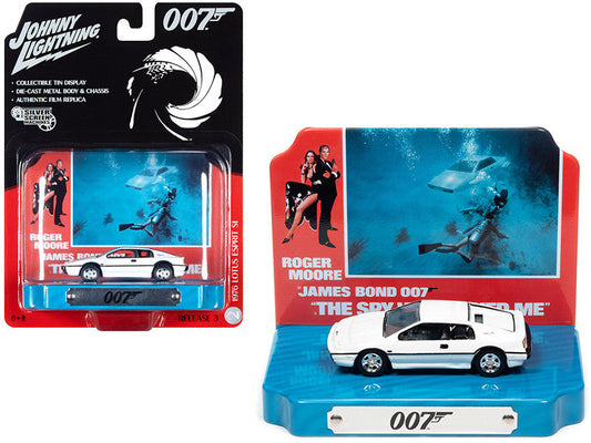 1976 Lotus Esprit S1 White with Collectible Tin Display "007" (James Bond) "The Spy Who Loved Me" (1977) Movie (10th in the James Bond Series) 1/64 Diecast Model Car by Johnny Lightning LuxuryLifeWay Online Store