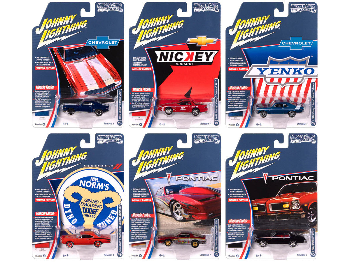 "Muscle Cars USA" 2025 Release 1 Set A of 6 pieces 1/64 Diecast Model Cars by Johnny Lightning LuxuryLifeWay Online Store