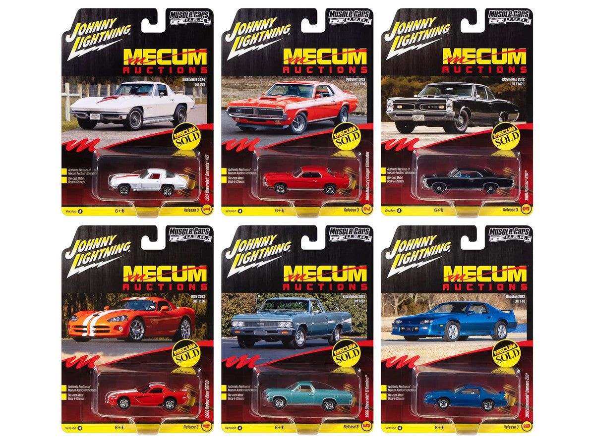 "Muscle Cars USA" 2025 Release 3 Set A of 6 pieces "MECUM Auctions" 1/64 Diecast Model Cars by Johnny Lightning LuxuryLifeWay Online Store