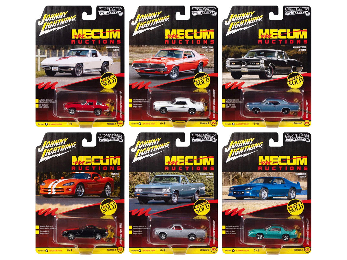 "Muscle Cars USA" 2025 Release 3 Set B of 6 pieces "MECUM Auctions" 1/64 Diecast Model Cars by Johnny Lightning LuxuryLifeWay Online Store