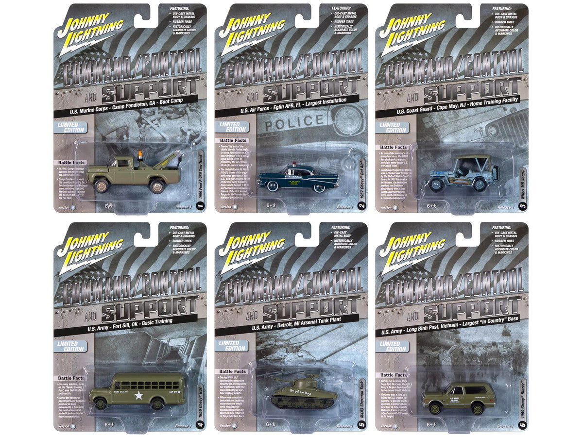 "Military" Set B of 6 pieces 2024 Release 2 Limited Edition Diecast Models by Johnny Lightning LuxuryLifeWay Online Store
