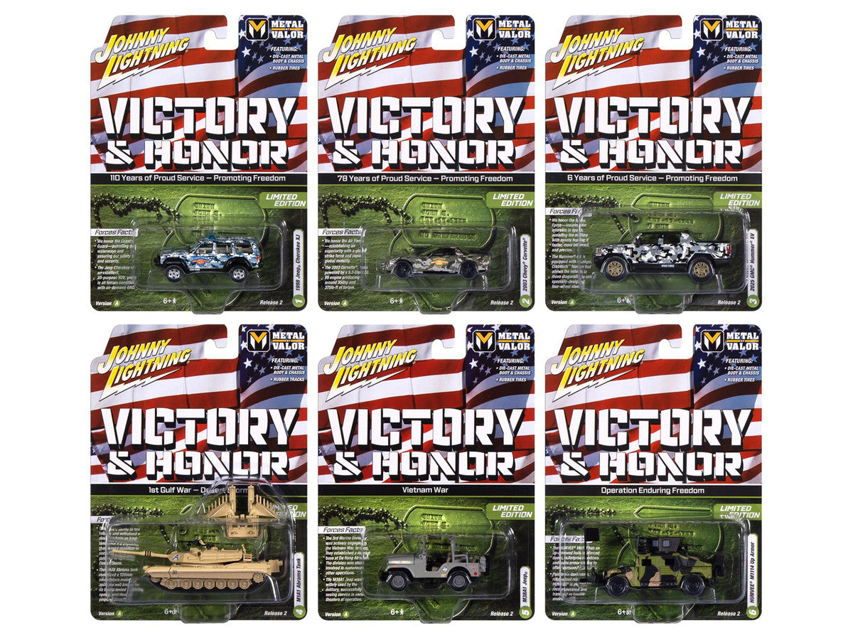 "Military" Set A of 6 pieces 2025 Release 2 Limited Edition 1/64 Diecast Model Cars by Johnny Lightning LuxuryLifeWay Online Store