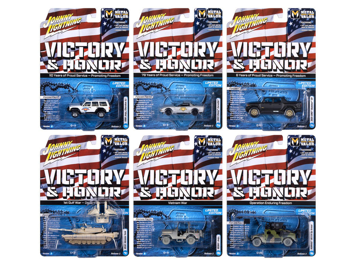 "Military" Set B of 6 pieces 2025 Release 2 Limited Edition 1/64 Diecast Model Cars by Johnny Lightning LuxuryLifeWay Online Store