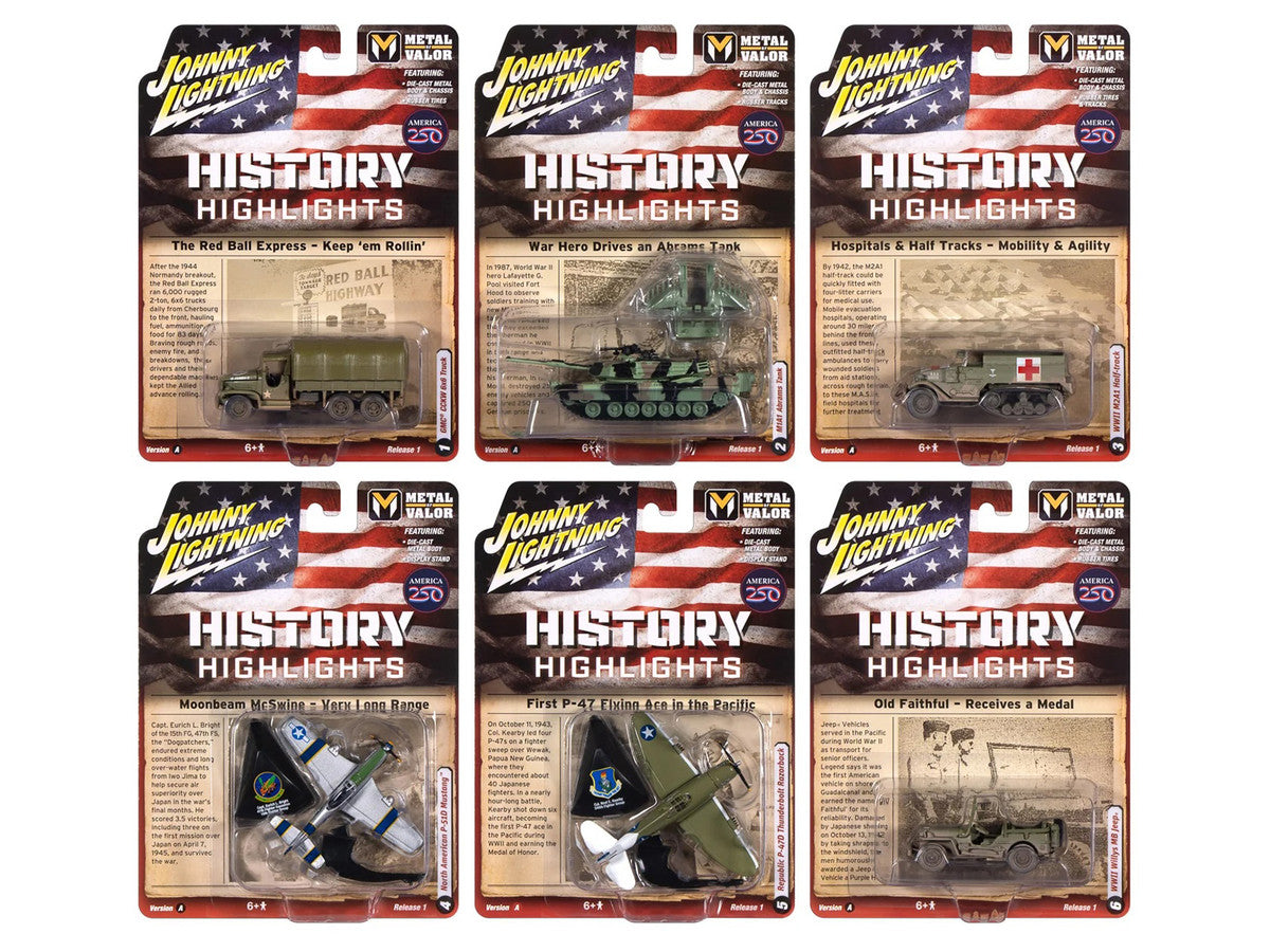 "Military" Set A of 6 pieces 2026 Release 1 Limited Edition 1/64 Diecast Model Cars by Johnny Lightning LuxuryLifeWay Online Store