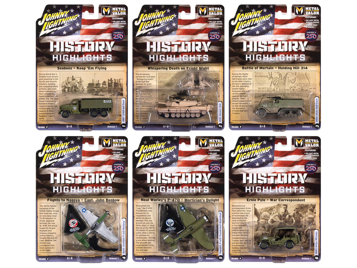 "Military" Set B of 6 pieces 2026 Release 1 Limited Edition 1/64 Diecast Model Cars by Johnny Lightning LuxuryLifeWay Online Store
