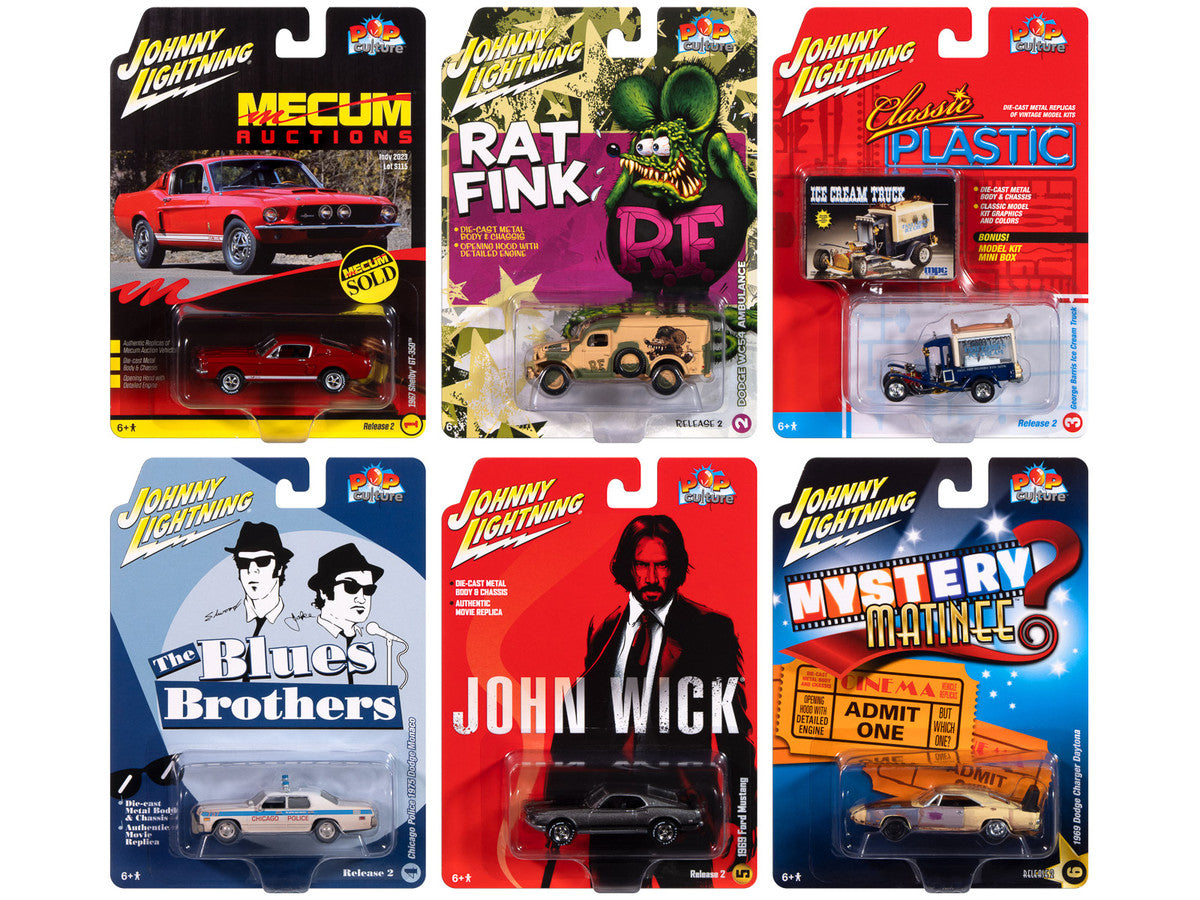 Pop Culture 2024 Set of 6 Cars Release 2 1/64 Diecast Model Cars by Johnny Lightning LuxuryLifeWay Online Store