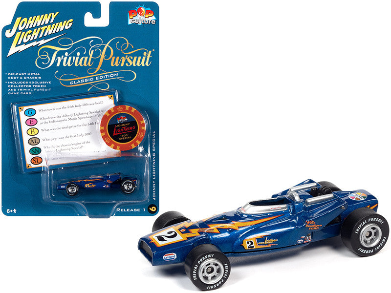 Johnny Lightning Special Blue Metallic with Poker Chip (Collector Token) and Game Card "Trivial Pursuit" "Pop Culture" Series 1/64 Diecast Model Car by Johnny Lightning LuxuryLifeWay Online Store