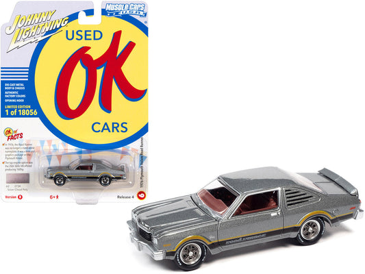 1976 Plymouth Volare Road Runner Silver Cloud Metallic with Stripes "OK Used Cars" Series Limited Edition to 18056 pieces Worldwide 1/64 Diecast Model Car by Johnny Lightning LuxuryLifeWay Online Store