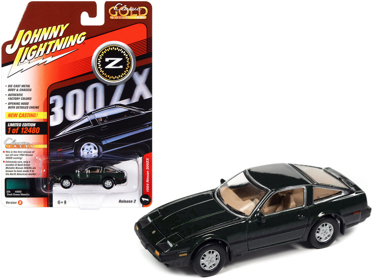 1984 Nissan 300ZX Dark Green with Black Stripes "Classic Gold Collection" Series Limited Edition to 12480 pieces Worldwide 1/64 Diecast Model Car by Johnny Lightning LuxuryLifeWay Online Store