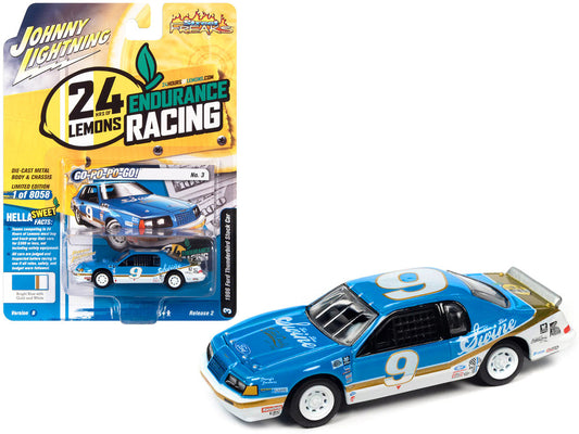 1986 Ford Thunderbird Stock Car #9 Bright Blue "Go-Po-Po-Go!" 24 Hours of Lemons "Street Freaks" Series Limited Edition to 8058 pieces Worldwide 1/64 Diecast Model Car by Johnny Lightning LuxuryLifeWay Online Store