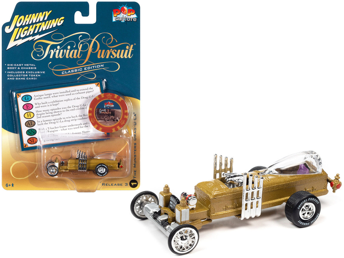 Barris Drag-U-La "The Munsters" "Trivia Pursuit" with Poker Chip Collector's Token and Game Card "Pop Culture" 2022 Release 3 1/64 Diecast Model Car by Johnny Lightning LuxuryLifeWay Online Store