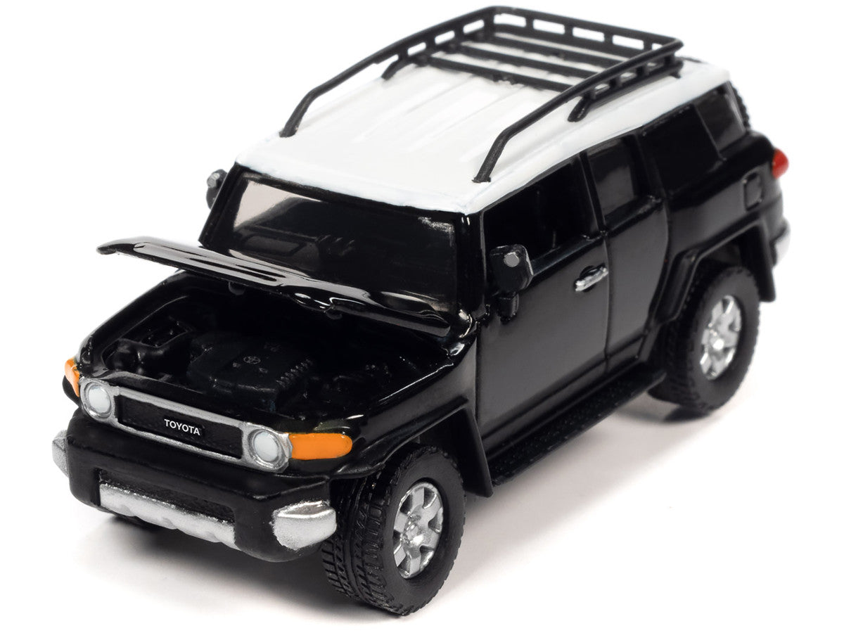 2007 Toyota FJ Cruiser Black Diamond with White Top and Roofrack "Classic Gold Collection" Series Limited Edition 1/64 Diecast Model Car by Johnny Lightning LuxuryLifeWay Online Store