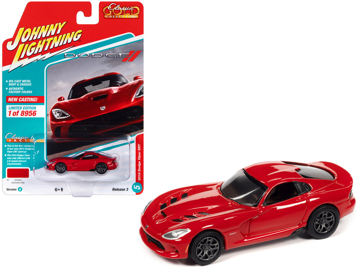 2014 Dodge Viper SRT Adrenaline Red "Classic Gold Collection" Series Limited Edition to 8956 pieces Worldwide 1/64 Diecast Model Car by Johnny Lightning LuxuryLifeWay Online Store