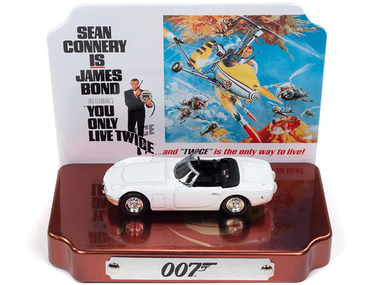 1967 Toyota 2000 GT Convertible RHD (Right Hand Drive) White 007 (James Bond) "You Only Live Twice" (1967) Movie with Collectible Tin Display "Silver Screen Machines" Series 1/64 Diecast Model Car by Johnny Lightning LuxuryLifeWay Online Store