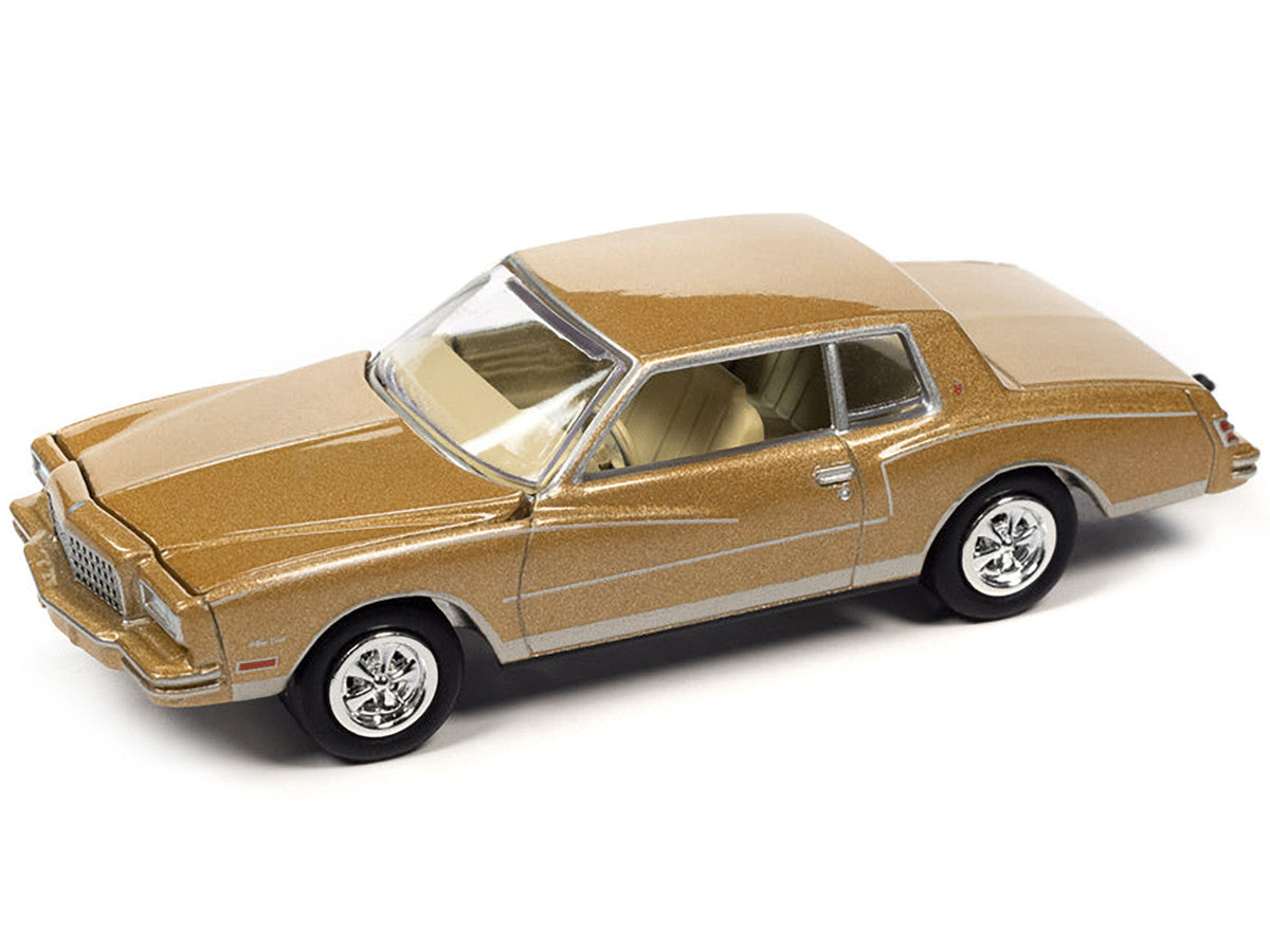 1980 Chevrolet Monte Carlo Light Camel Gold Metallic with Bass Boat and Trailer Limited Edition to 7264 pieces Worldwide "Tow & Go" Series 1/64 Diecast Model Car by Johnny Lightning LuxuryLifeWay Online Store