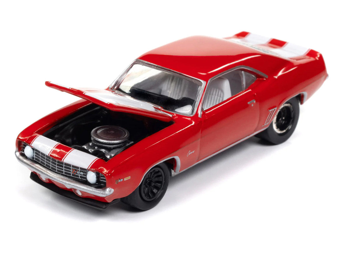 1969 Chevrolet Camaro Z28 Red with White Stripes and Interior "Muscle Cars USA" Series 1/64 Diecast Model Car by Johnny Lightning LuxuryLifeWay Online Store