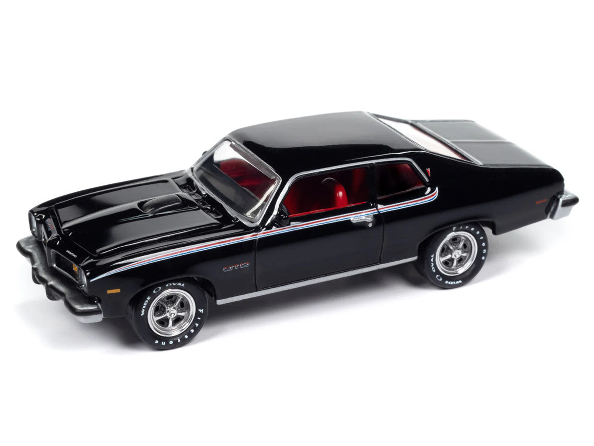 1974 Pontiac GTO Starlight Black with Red Interior "Muscle Cars USA" Series 1/64 Diecast Model Car by Johnny Lightning LuxuryLifeWay Online Store