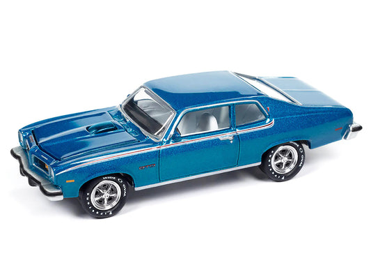 1974 Pontiac GTO Regatta Blue Metallic with White Interior "Muscle Cars USA" Series 1/64 Diecast Model Car by Johnny Lightning LuxuryLifeWay Online Store