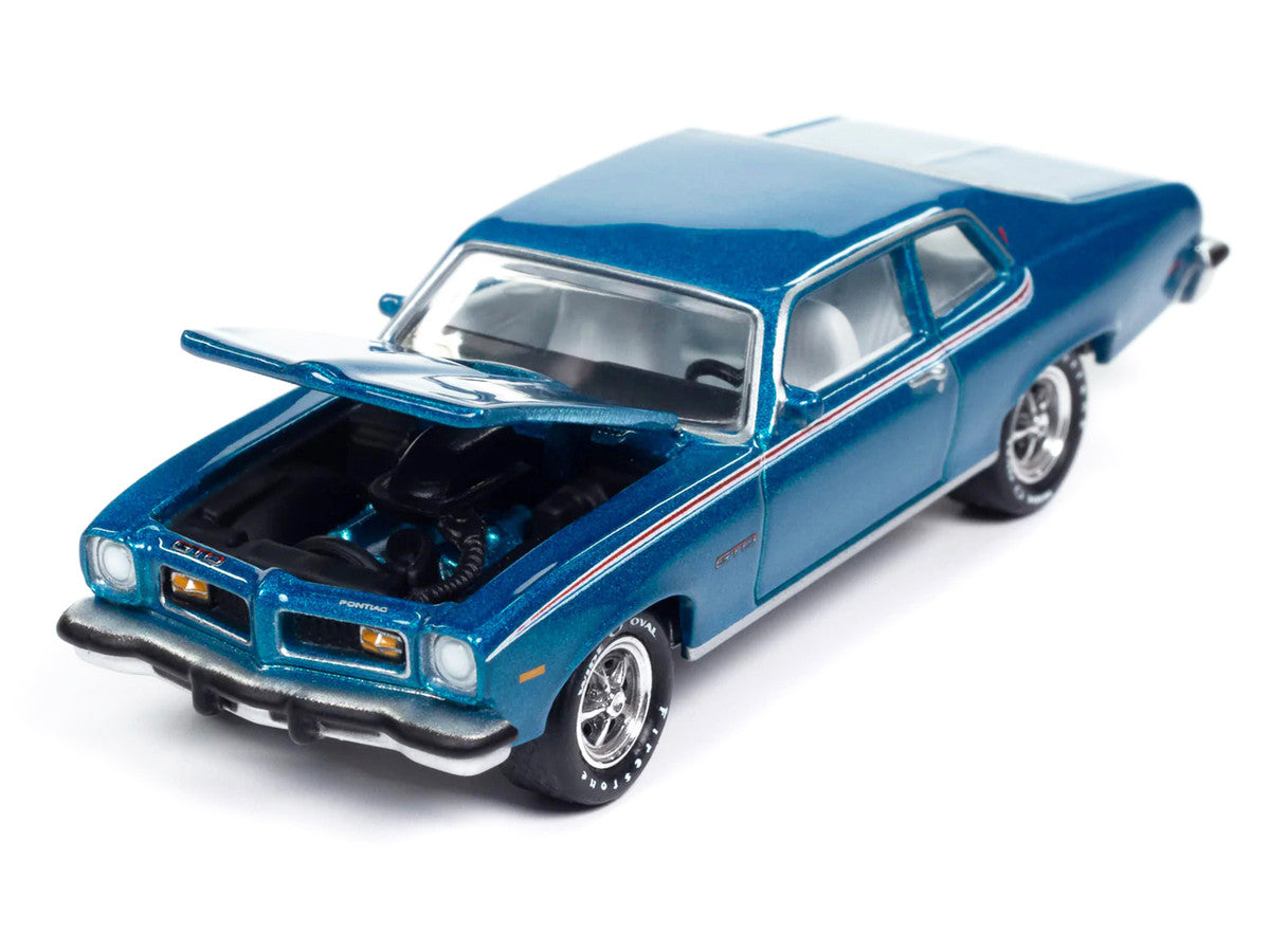1974 Pontiac GTO Regatta Blue Metallic with White Interior "Muscle Cars USA" Series 1/64 Diecast Model Car by Johnny Lightning LuxuryLifeWay Online Store