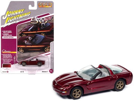 2003 Chevrolet Corvette Convertible "50th Anniversary" Anniversary Red Metallic "Classic Gold Collection" 1/64 Diecast Model Car by Johnny Lightning LuxuryLifeWay Online Store