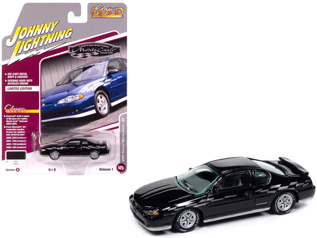 2001 Chevrolet Monte Carlo SS Black with Silver Graphics "Classic Gold Collection" 1/64 Diecast Model Car by Johnny Lightning LuxuryLifeWay Online Store