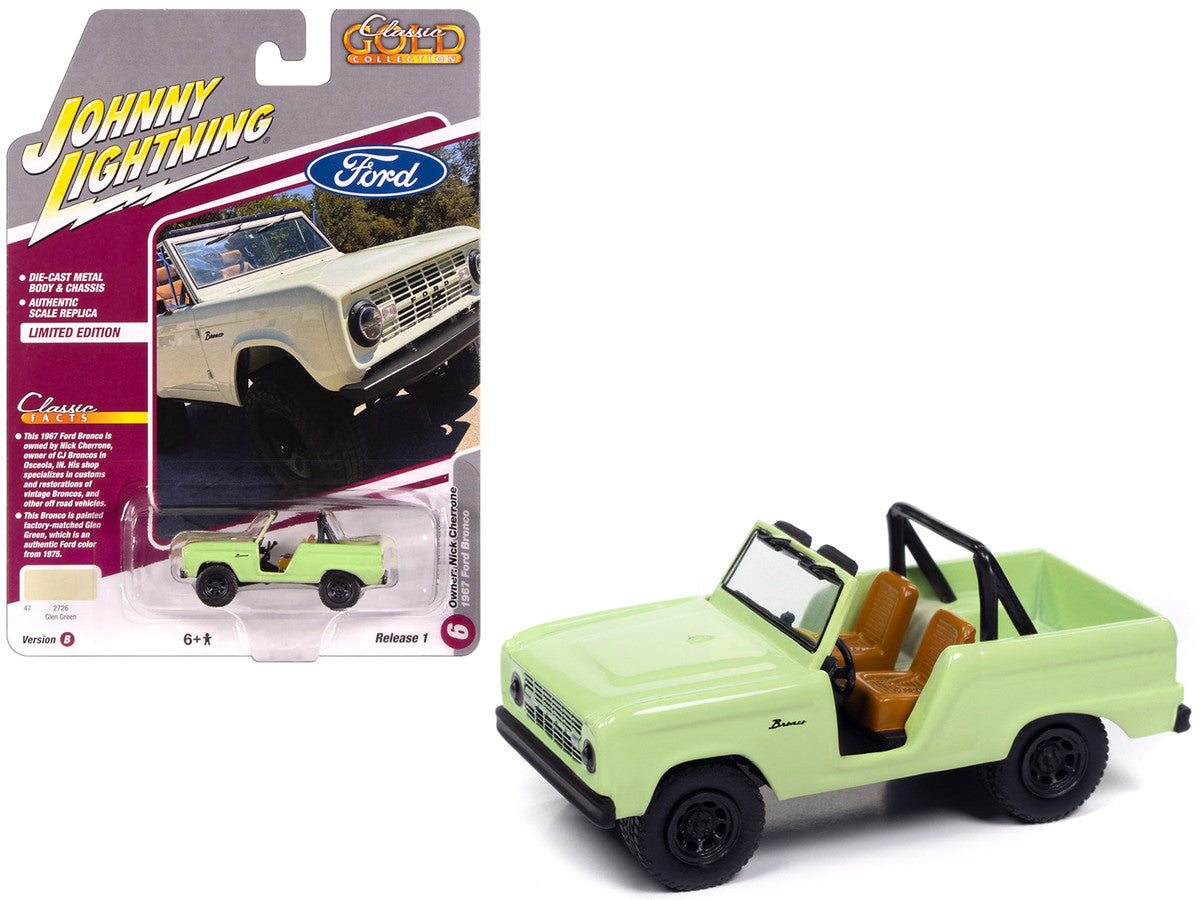 1967 Ford Bronco "Nick Cherrone" Glen Green "Classic Gold Collection" 1/64 Diecast Model Car by Johnny Lightning LuxuryLifeWay Online Store