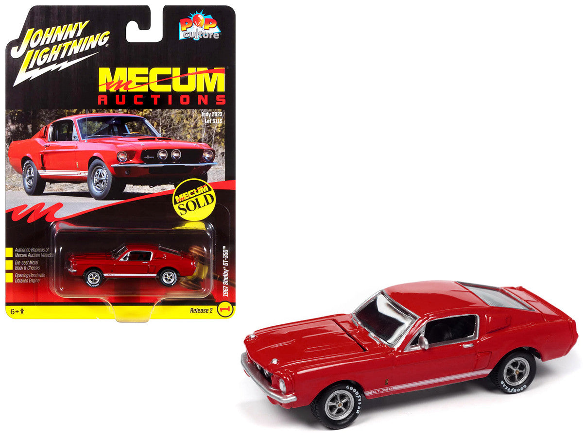 1967 Shelby GT-350 Red with White Side Stripes "Mecum Auctions" "Pop Culture" 2024 Release 2 1/64 Diecast Model Car by Johnny Lightning LuxuryLifeWay Online Store