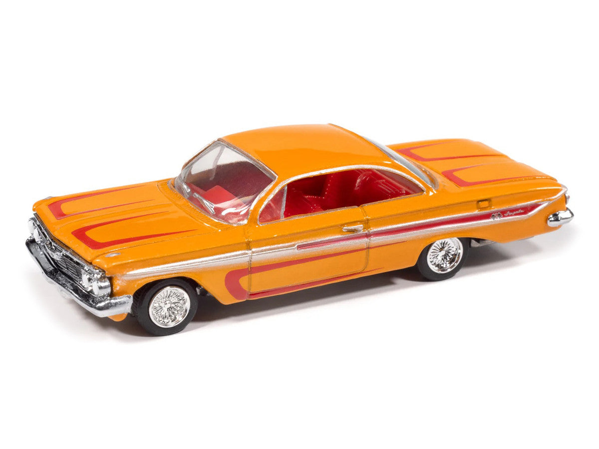 1961 Chevrolet Impala SS 409 Yellow Metallic with Red Stripes and Interior "Scrapin" Series 1/64 Diecast Model Car by Johnny Lightning LuxuryLifeWay Online Store