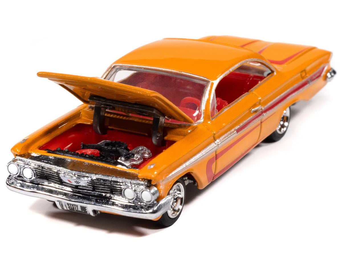 1961 Chevrolet Impala SS 409 Yellow Metallic with Red Stripes and Interior "Scrapin" Series 1/64 Diecast Model Car by Johnny Lightning LuxuryLifeWay Online Store