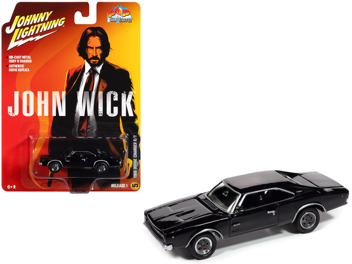 1968 Dodge Charger R/T Black "John Wick" (2014) Movie "Pop Culture" 2025 Release 1 1/64 Diecast Model Car by Johnny Lightning LuxuryLifeWay Online Store