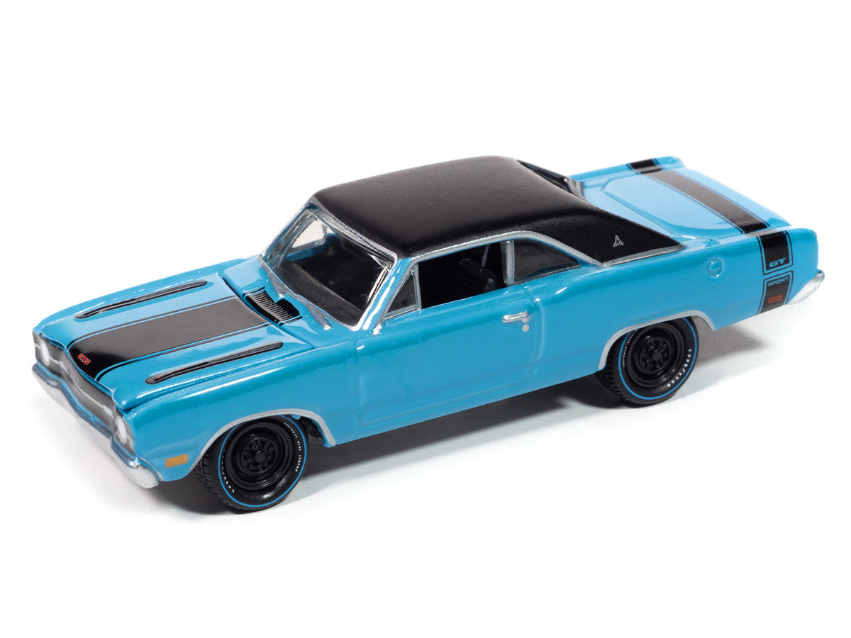 1969 Dodge Dart GTS 340 Blue with Black Top and Stripes "Goodyear Blue Streak" "Pop Culture" 2025 Release 1 1/64 Diecast Model Car by Johnny Lightning LuxuryLifeWay Online Store