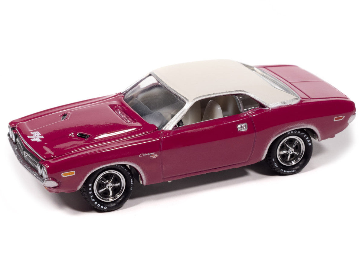 1971 Dodge Challenger R/T Panther Pink with White Top and Interior "Classic Gold Collection" 1/64 Diecast Model Car by Johnny Lightning LuxuryLifeWay Online Store