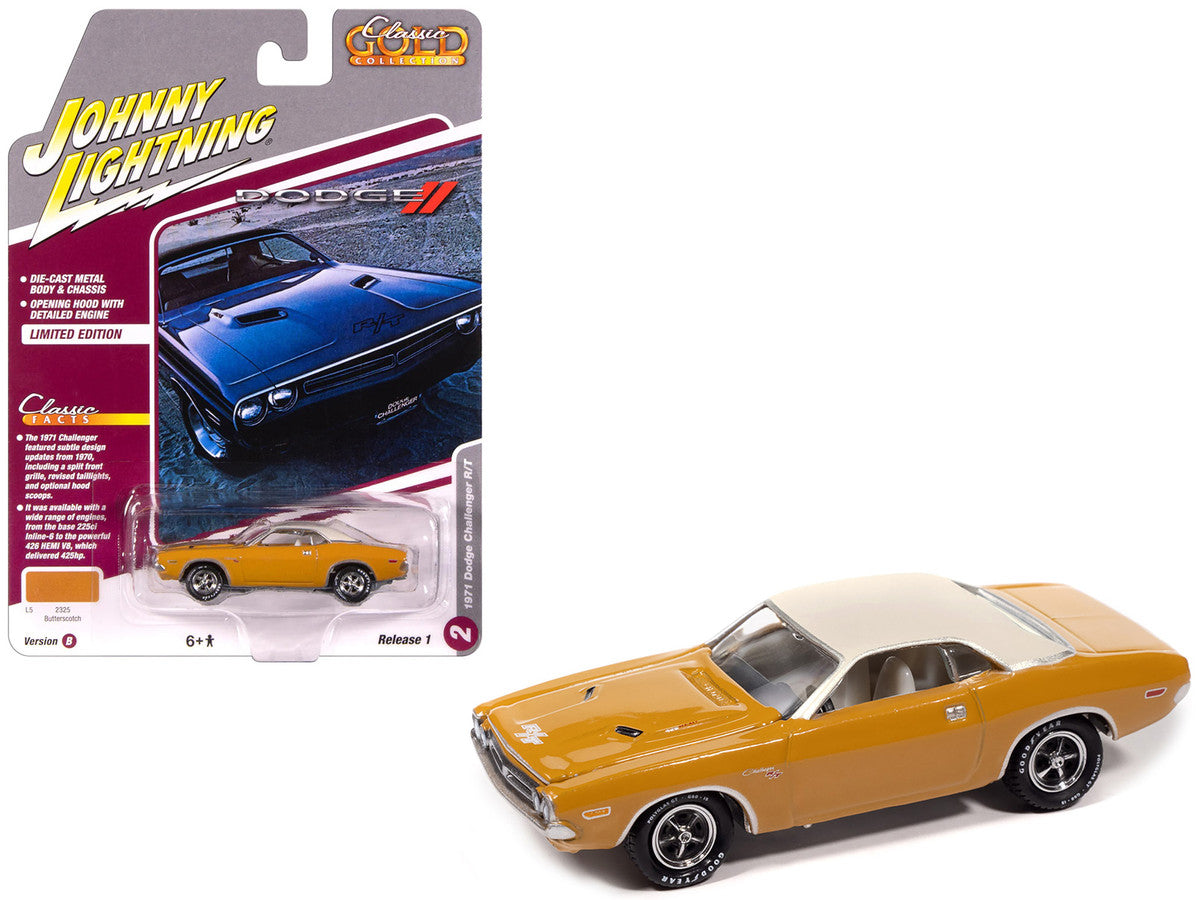 1971 Dodge Challenger R/T Butterscotch with White Top and Interior "Classic Gold Collection" 1/64 Diecast Model Car by Johnny Lightning LuxuryLifeWay Online Store
