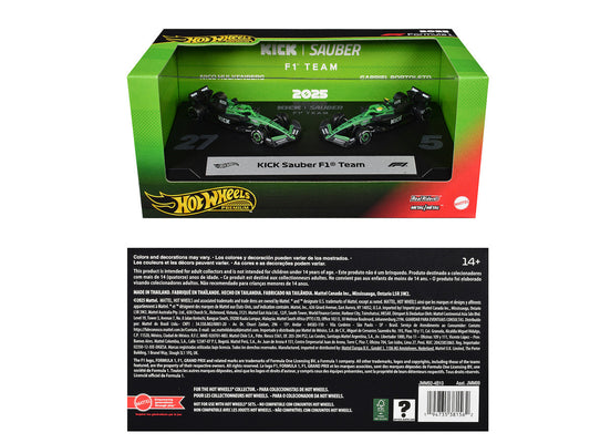 "Kick Sauber F1 Team" Formula One F1 World Championship (2025) 2 Piece Set Diecast Model Cars by Hot Wheels LuxuryLifeWay Online Store