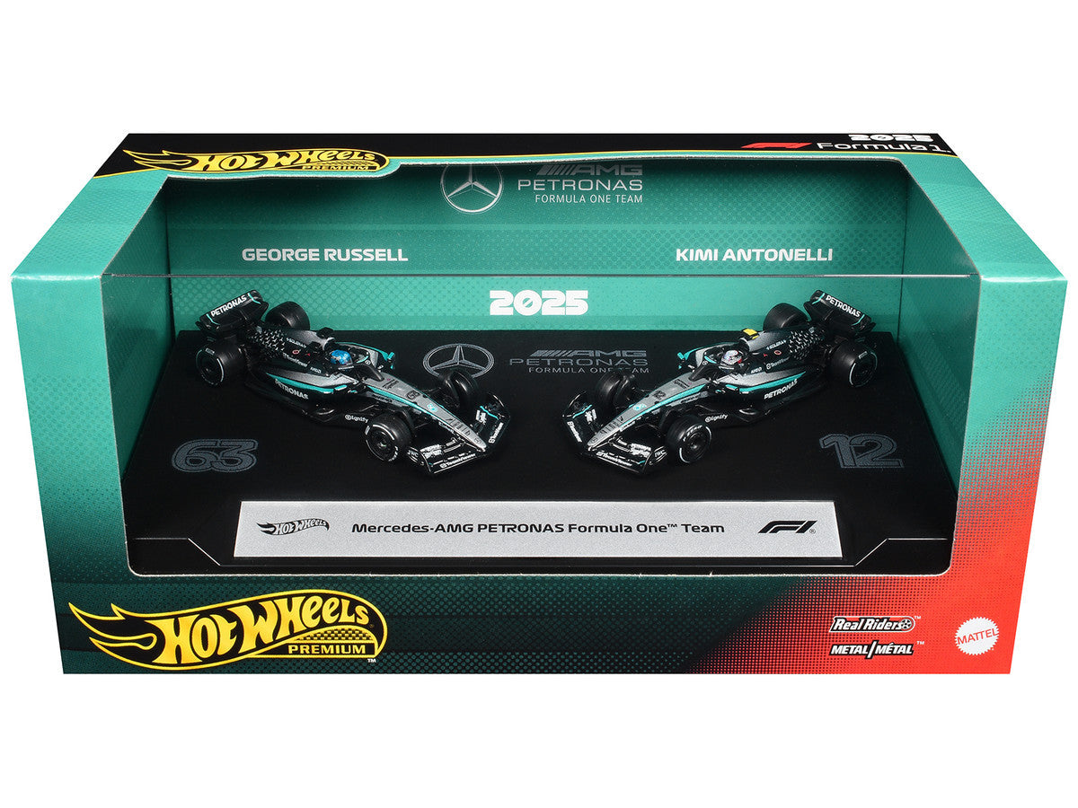 "Mercedes-AMG Petronas Formula One Team" Formula One F1 World Championship (2025) 2 Piece Set Diecast Model Cars by Hot Wheels LuxuryLifeWay Online Store