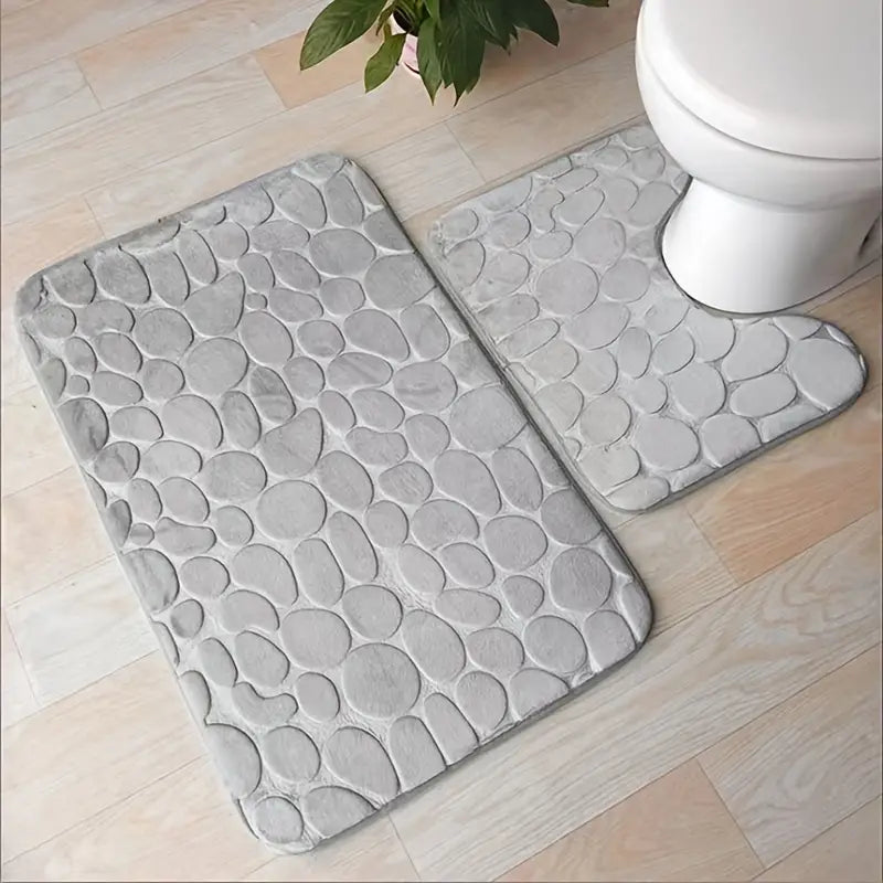 3-Piece Non-Slip Bathroom Rug Set Pi-Mart