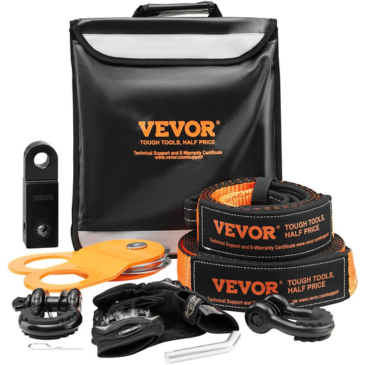 Off-Road Recovery Kit, 3" x 30', Heavy Duty Winch Recovery Kit with 30000 lbs Tow Straps, 44092 lbs D-Ring Shackles, Shackle Receiver, Snatch Block Pulley, Gloves, Storage Bag for ATV Jeep Truck LuxuryLifeWay Online Store