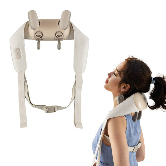 Neck Shoulder Massager with 2 Heat Levels for Pain Relief-Beige LuxuryLifeWay Online Store