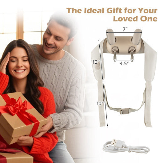 Neck Shoulder Massager with 2 Heat Levels for Pain Relief-Beige LuxuryLifeWay Online Store