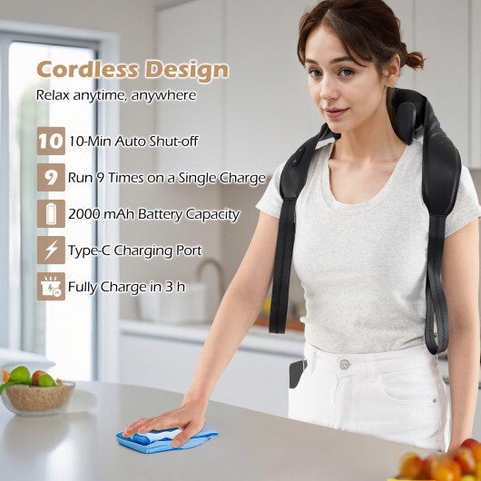 Neck Shoulder Massager with 2 Heat Levels for Pain Relief-Beige LuxuryLifeWay Online Store