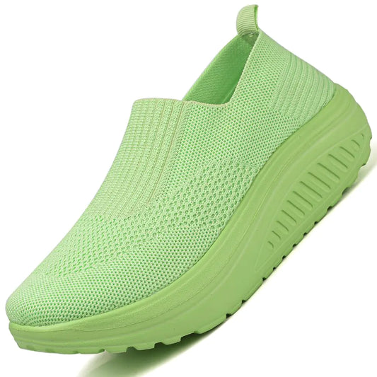 VBOUTV Womens Walking Shoes Slip-On Light Mesh Casual Running Jogging Shoes Knit Upper Non Slip Shoes Breathable Workout Shoes Lady Girls Easy Shoes Green