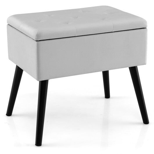 Velvet Storage Ottoman with Solid Wood Legs for Living Room Bedroom-Black LuxuryLifeWay Online Store