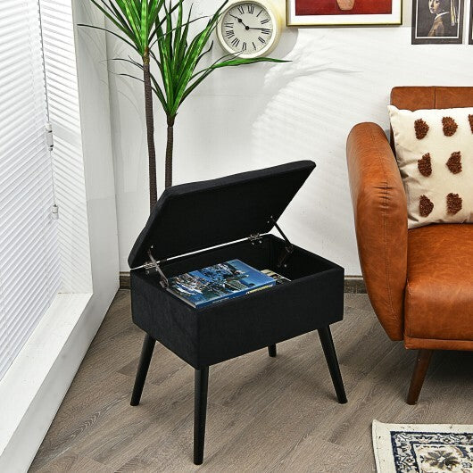 Velvet Storage Ottoman with Solid Wood Legs for Living Room Bedroom-Black - Color: Black LuxuryLifeWay Online Store