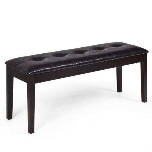 Upholstered Dining Room PU Bench Solid Wood Button Tufted-Brown LuxuryLifeWay Online Store